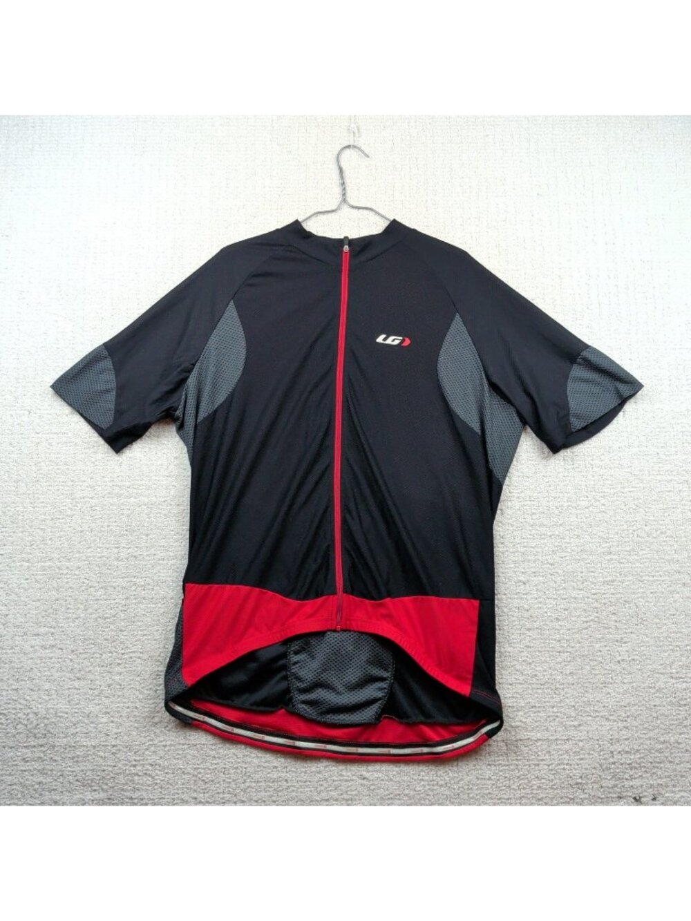 Louis Garneau Cycling Jersey Mens XXL Red Gray Full Zip Short Sleeve Bike Shirt